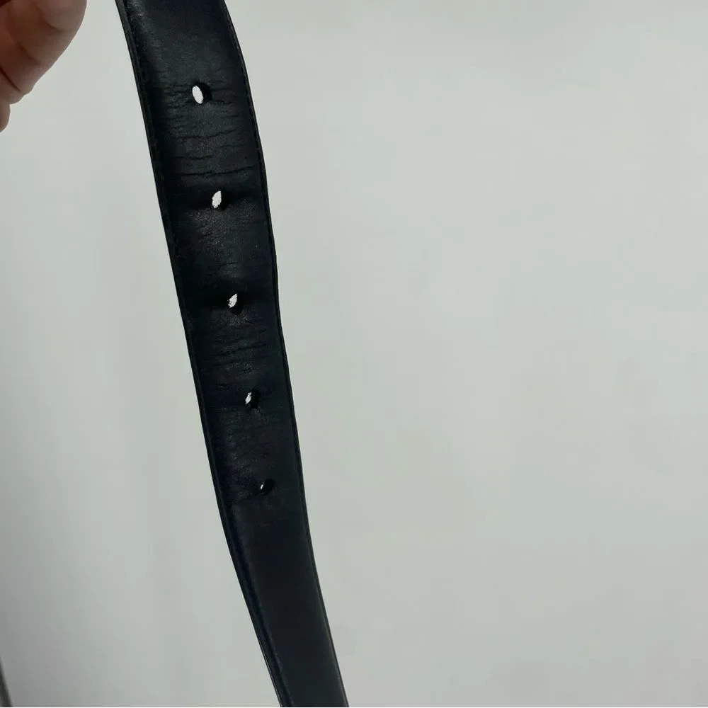 Coach Black Leather Belt with Gold Buckle